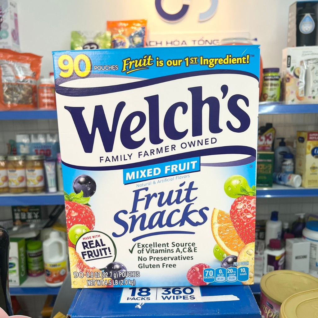Hộp Kẹo Dẻo Trái Cây Welch's Fruit Snacks  90 Gói hương trái cây