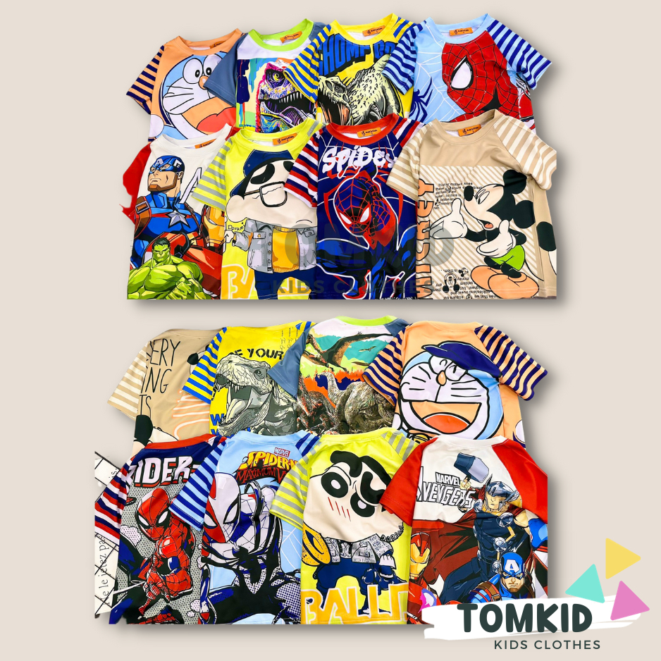 Bộ thun lạnh bé trai, đồ bộ cho bé chất thoáng mát co giãn không nhão 10-45Kg Tomkids abc
