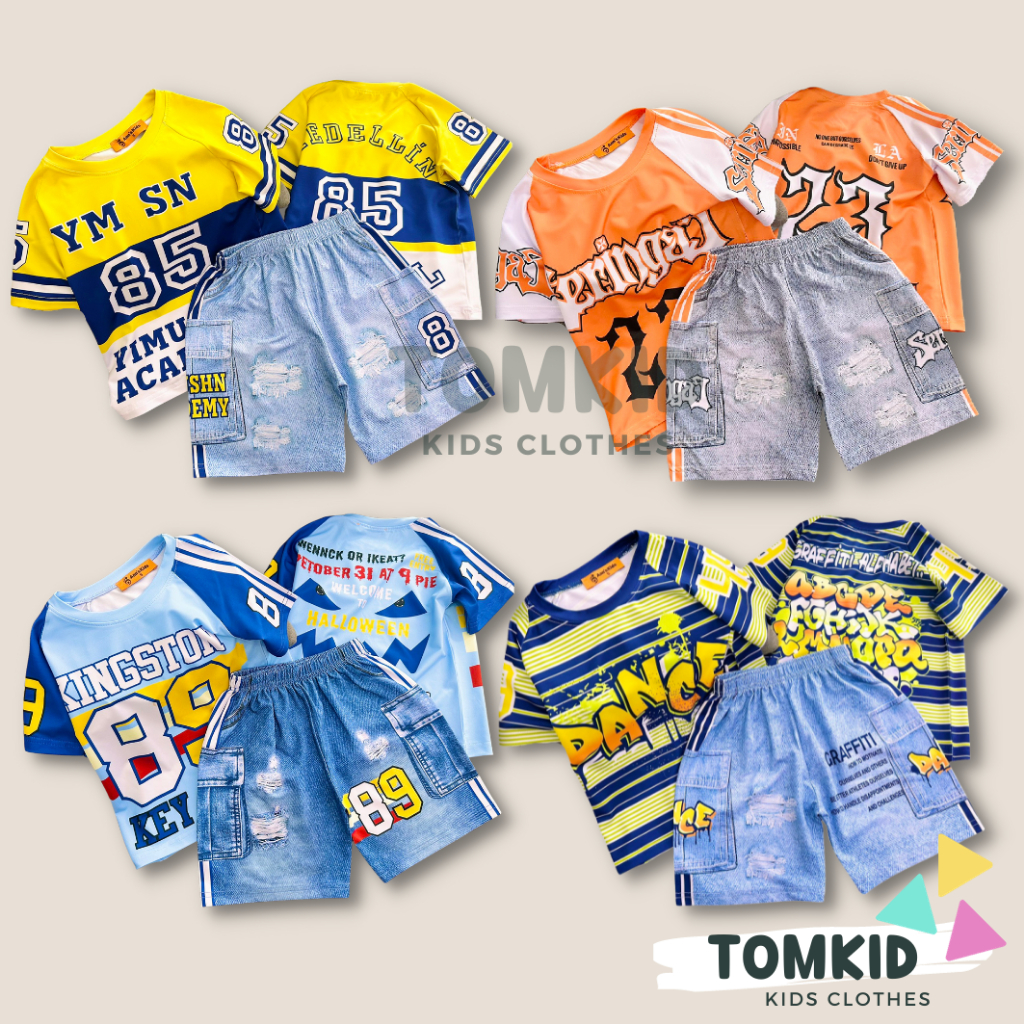 Bộ thun lạnh bé trai GIẢ JEAN, đồ bộ cho bé chất THUN LẠNH 3D LOẠI 1 thoáng mát co giãn không nhão 10-45Kg Tomkids