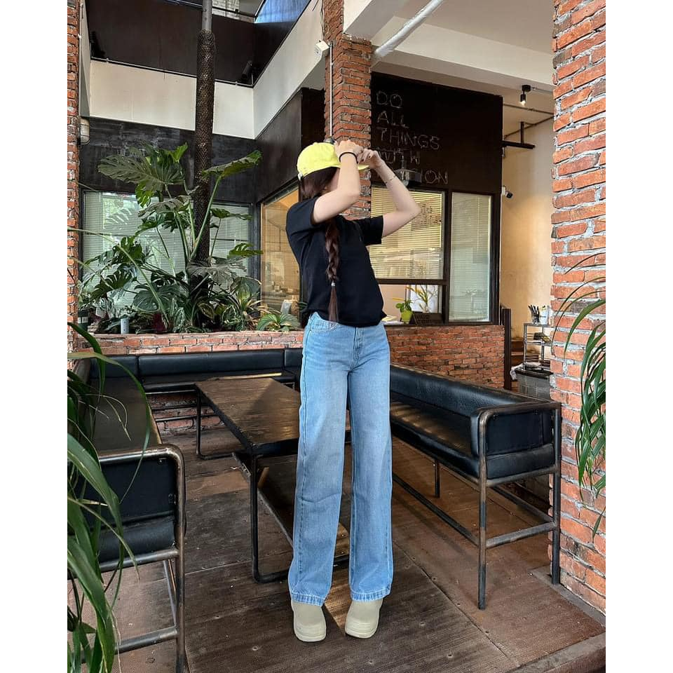 Quần suông nữ jean cotton không co giãn dài 102-105cm