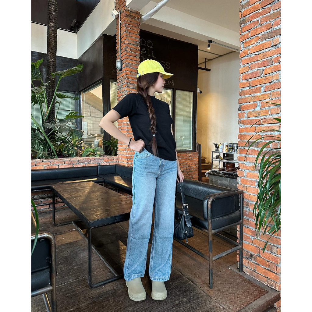 Quần suông nữ jean cotton không co giãn dài 102-105cm