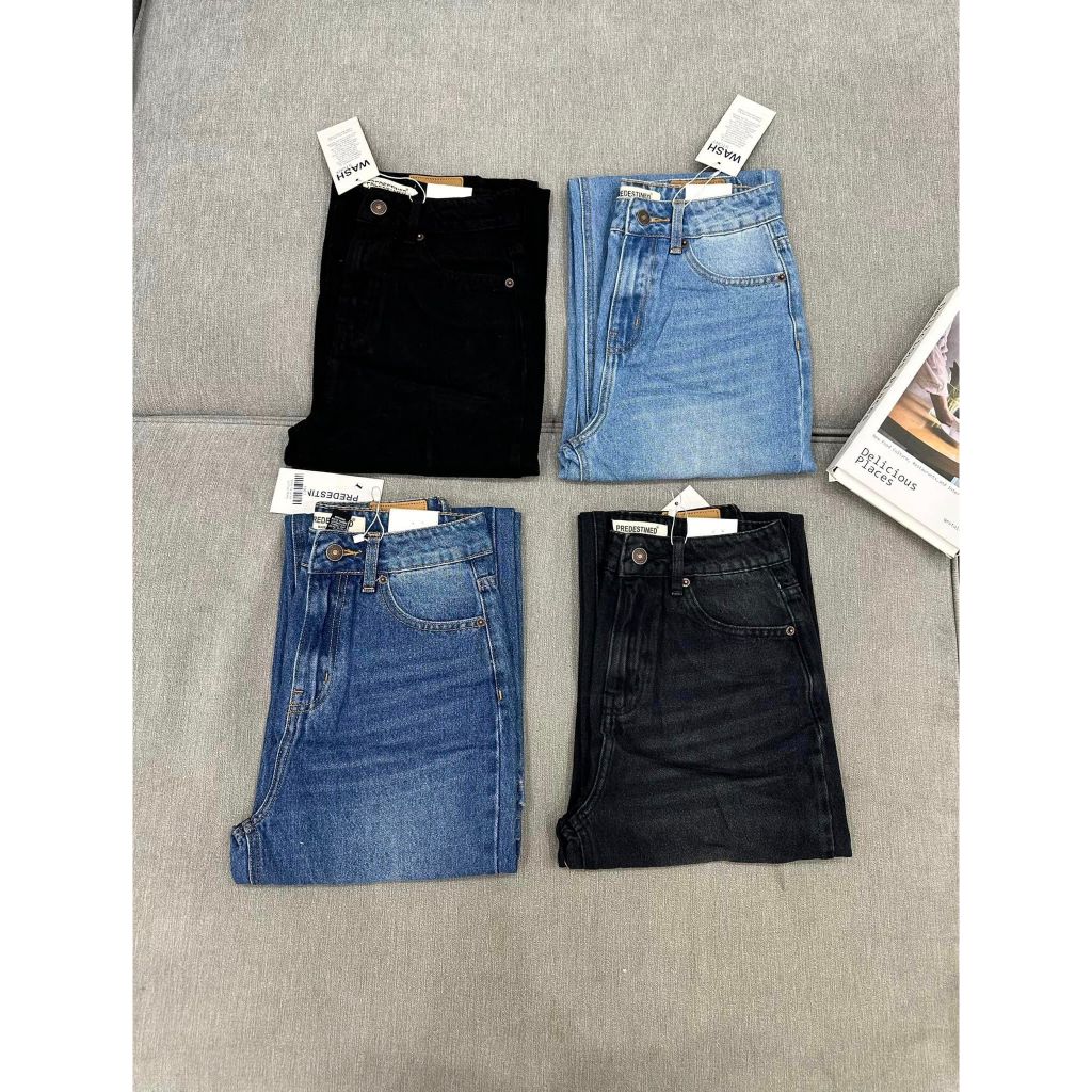 Quần suông nữ jean cotton không co giãn dài 102-105cm