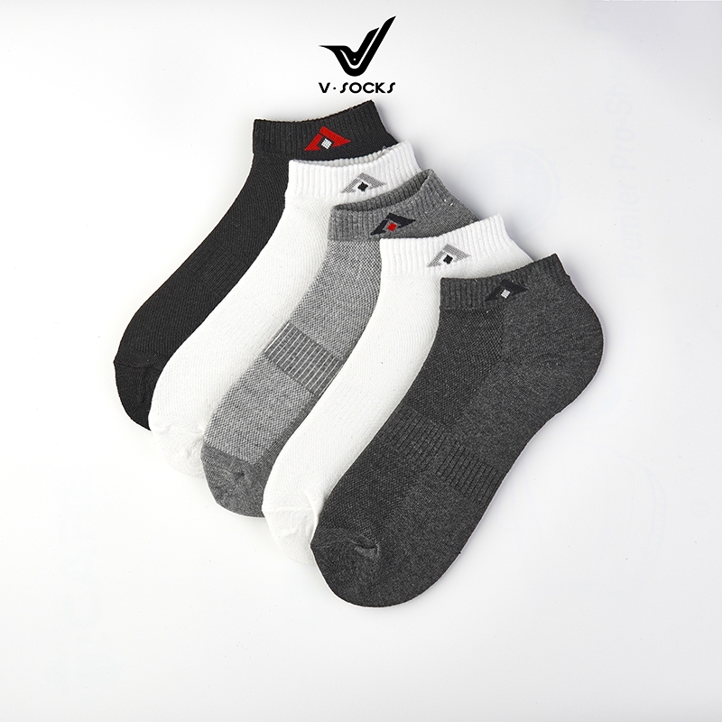đôi Tất nam phổ thông cổ ngắn V-SOCKS giá rẻ chất liệu cotton dày dặn thấm hút ôm chân - No203