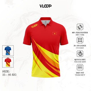Áo thun Polo thể thao VLOOP áo thể thao có cổ vải mè kim cương thoáng khí mau khô thấm hút tốt màu đỏ - BST NEW WAVE