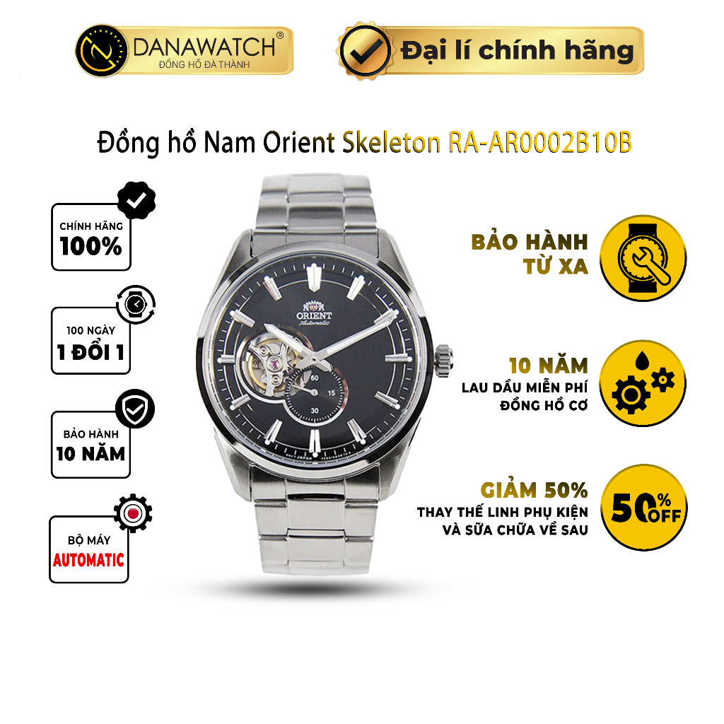 Đồng hồ nam Orient Skeleton RA-AR0002B10B máy cơ tự động chất liệu cao cấp thiết kế nam tính mạnh mẽ