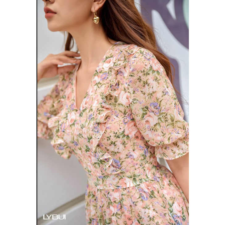 Váy Hoa Rối Bèo 3 Tầng Lụa Voan Ly Bui DH046