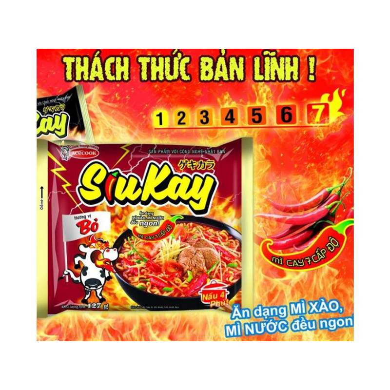 Thùng mì SIUKAY vị bò Acecook 24 gói 124g