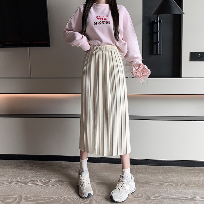 Chân váy nữ, chân váy Midi dáng dài phong cách ulzzang vintage màu trắng kem đen nâu size S M L SKUCV-49A