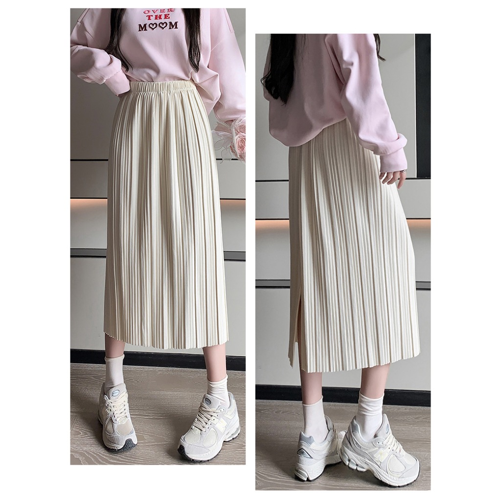 Chân váy nữ, chân váy Midi dáng dài phong cách ulzzang vintage màu trắng kem đen nâu size S M L SKUCV-49A