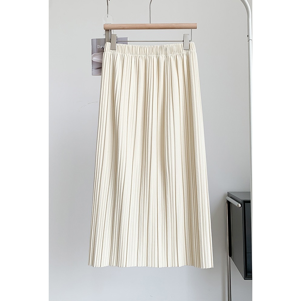 Chân váy nữ, chân váy Midi dáng dài phong cách ulzzang vintage màu trắng kem đen nâu size S M L SKUCV-49A