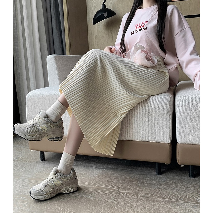Chân váy nữ, chân váy Midi dáng dài phong cách ulzzang vintage màu trắng kem đen nâu size S M L SKUCV-49A
