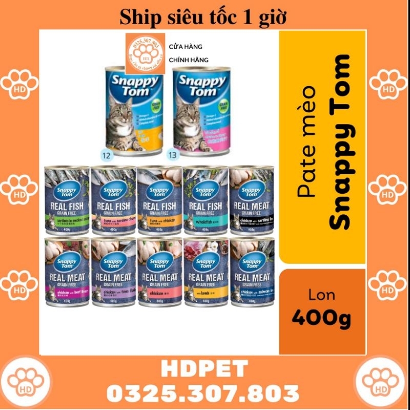 PATE LON SNAPPY TOM 400g Real Fish & Real Meat Thức ăn hoàn chỉnh cho mèo mọi lứa tuổi