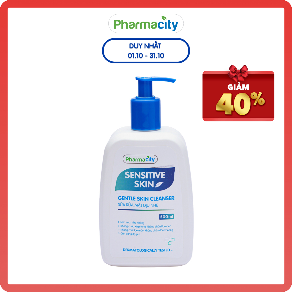 Sữa rửa mặt Pharmacity dịu nhẹ Sensitive Skin Cleanser (500ml)