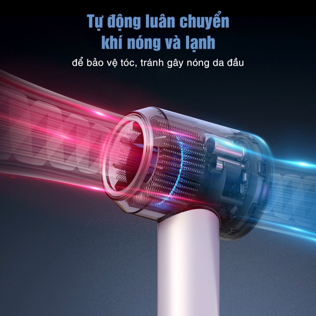 Máy sấy tóc cao cấp Dibea Super Air T30 Pro/Plus 1600W ion âm cao , tuần hoàn nhiệt màn hình Led thông minh