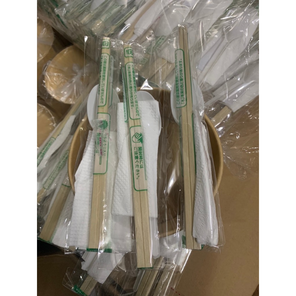 Set 100 Bộ Đũa - Thìa - Tăm - Giấy dùng một lần cho đồ mang đi