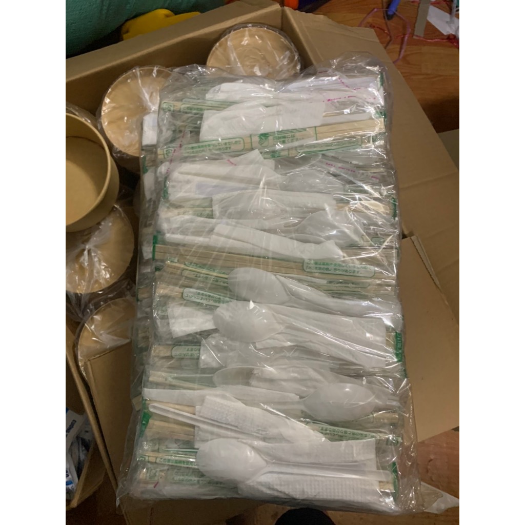 Set 100 Bộ Đũa - Thìa - Tăm - Giấy dùng một lần cho đồ mang đi