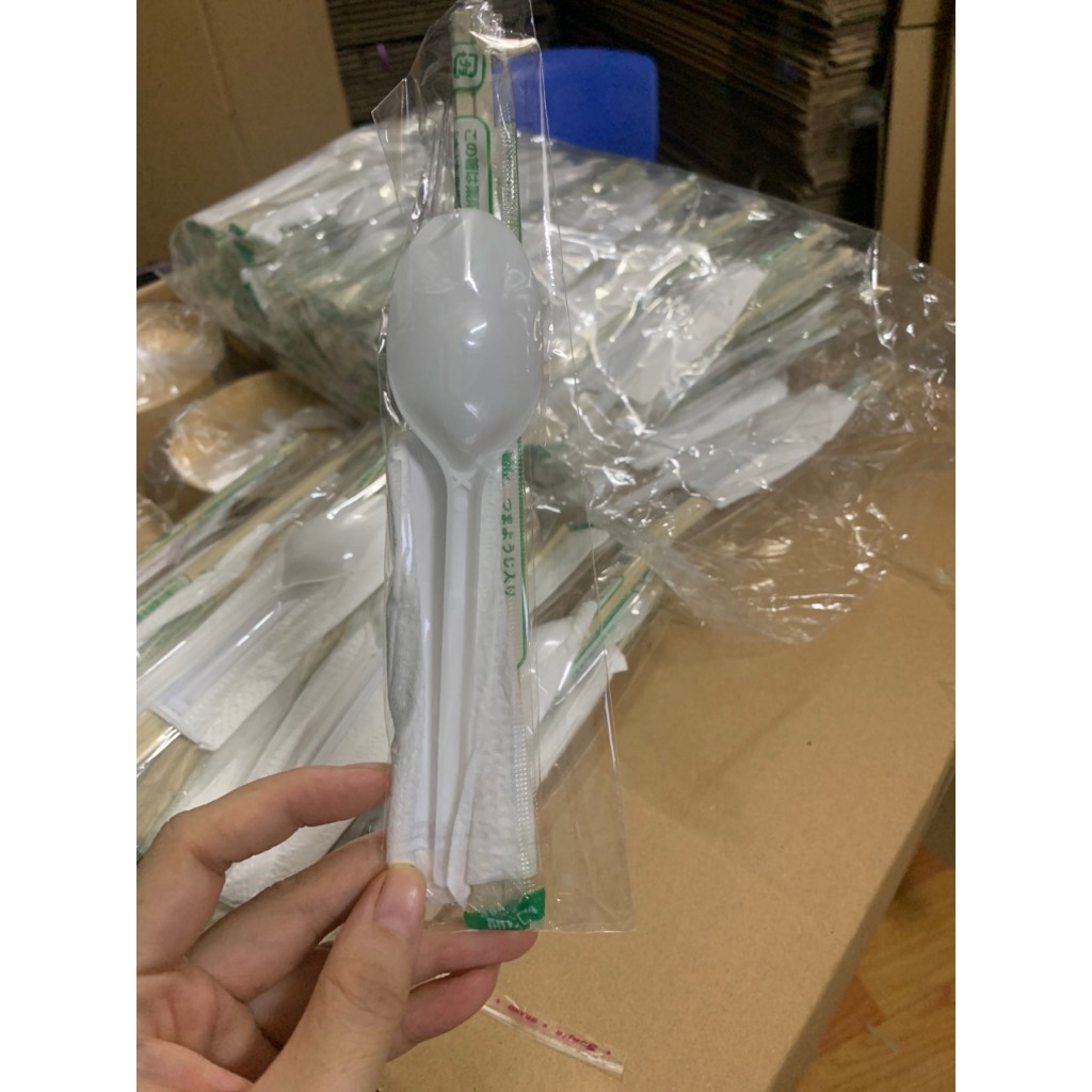 Set 100 Bộ Đũa - Thìa - Tăm - Giấy dùng một lần cho đồ mang đi