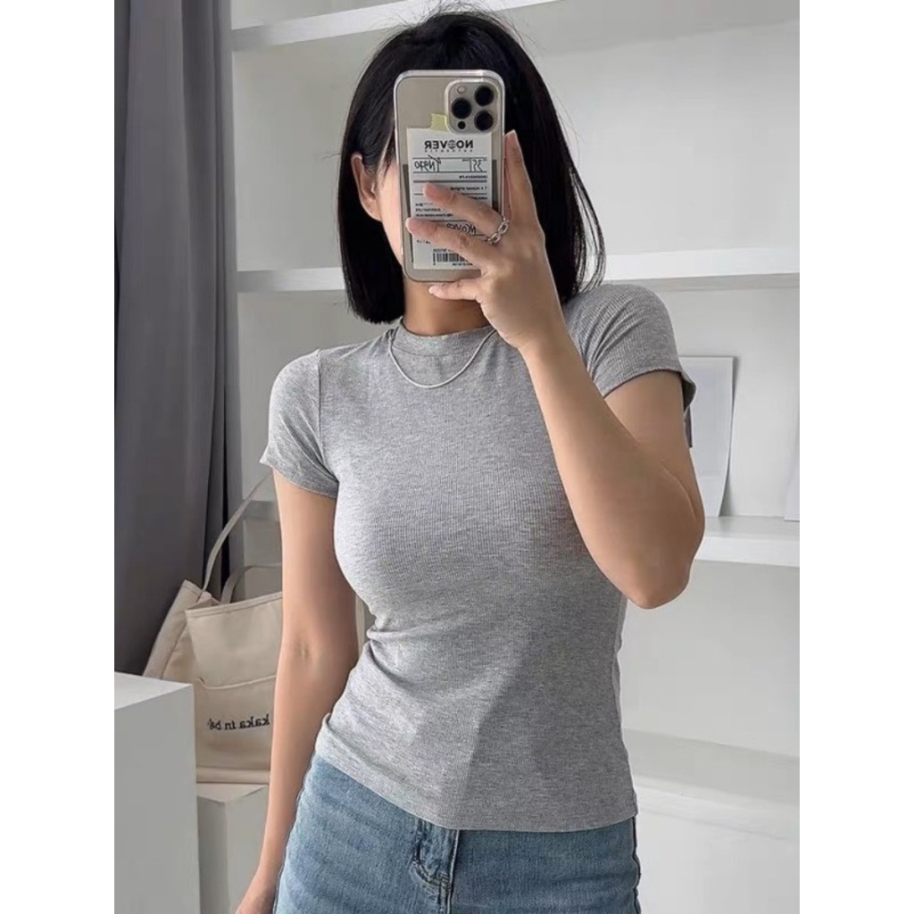 Áo Thun Nữ Baby Tee Tay Ngắn Cổ Tròn Ôm Body DÁNG DÀI