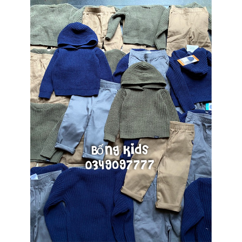 Bộ Len Hoodie Bé Trai Quần Kaki DYNK