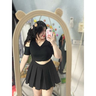 Áo thun cổ V khoét vai nữ bigsize - Phương Thúy Bigsize