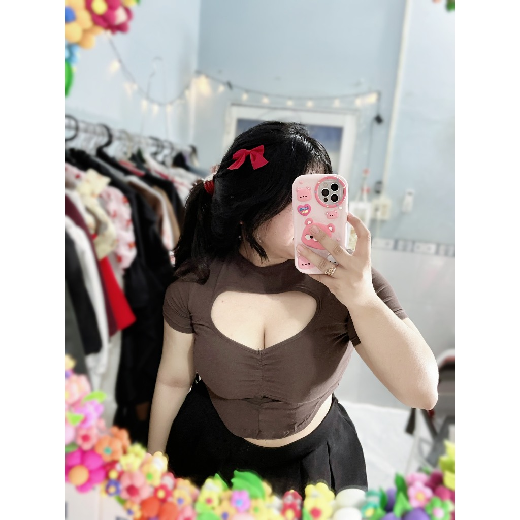 Áo khoét ngực nhún thun nữ bigsize