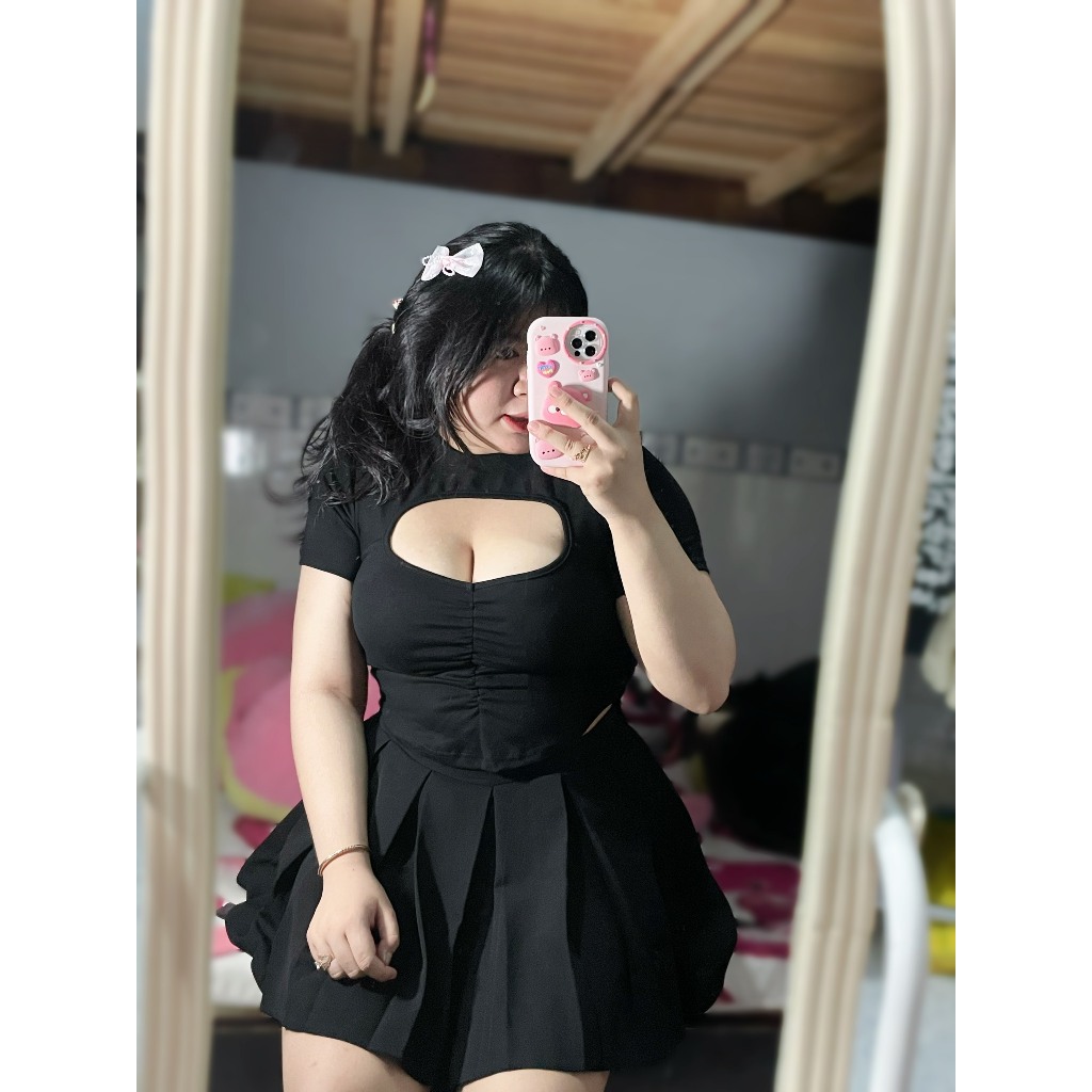 Áo khoét ngực nhún thun nữ bigsize