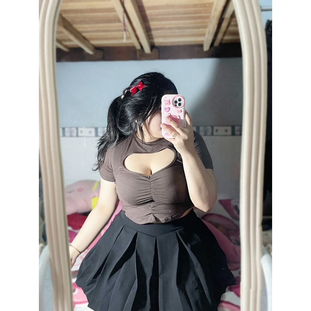 Áo khoét ngực nhún thun nữ bigsize