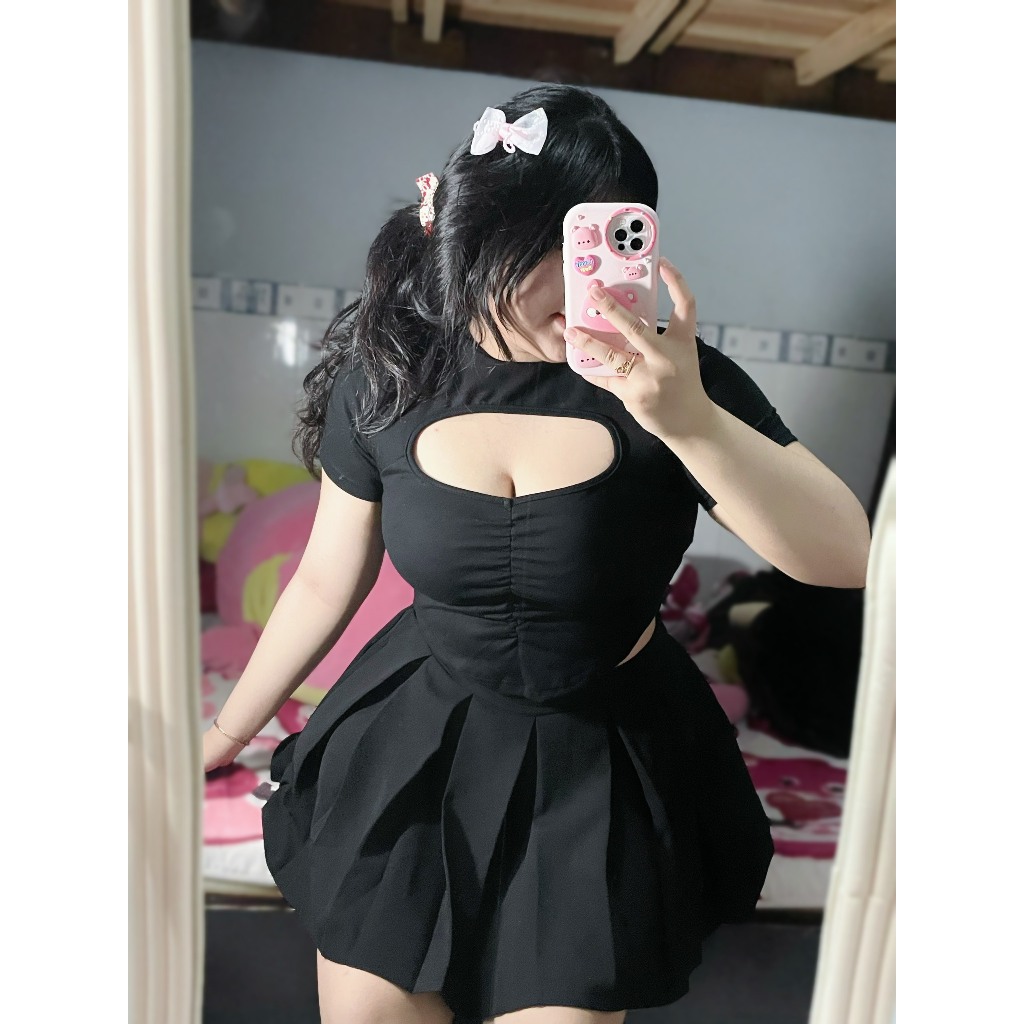 Áo khoét ngực nhún thun nữ bigsize