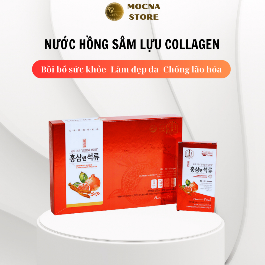 Nước collagen hồng sâm lựu Daedong 10ml x 30 gói, giúp giữ vẻ tươi trẻ và cung cấp collagen, chống lão hóa