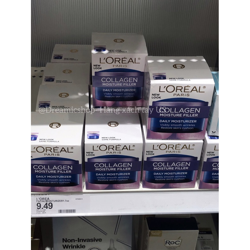 Kem dưỡng da Ngày và Đêm L'oreal Collagen trắng da, ngừa lão hoá, mờ nếp nhăn, tàn nhang 48g