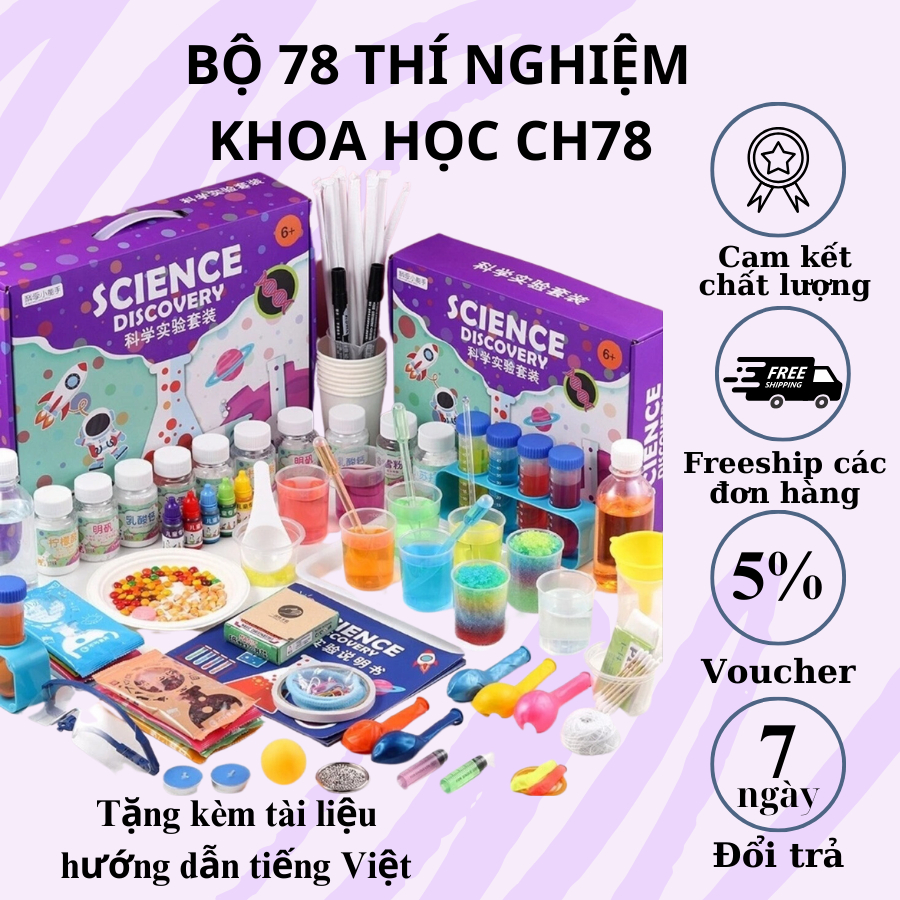 Bộ 78 Thí Nghiệm Khoa Học Vật Lý, Hóa Học Cho Trẻ Em Kèm Hướng Dẫn Tiếng Việt
