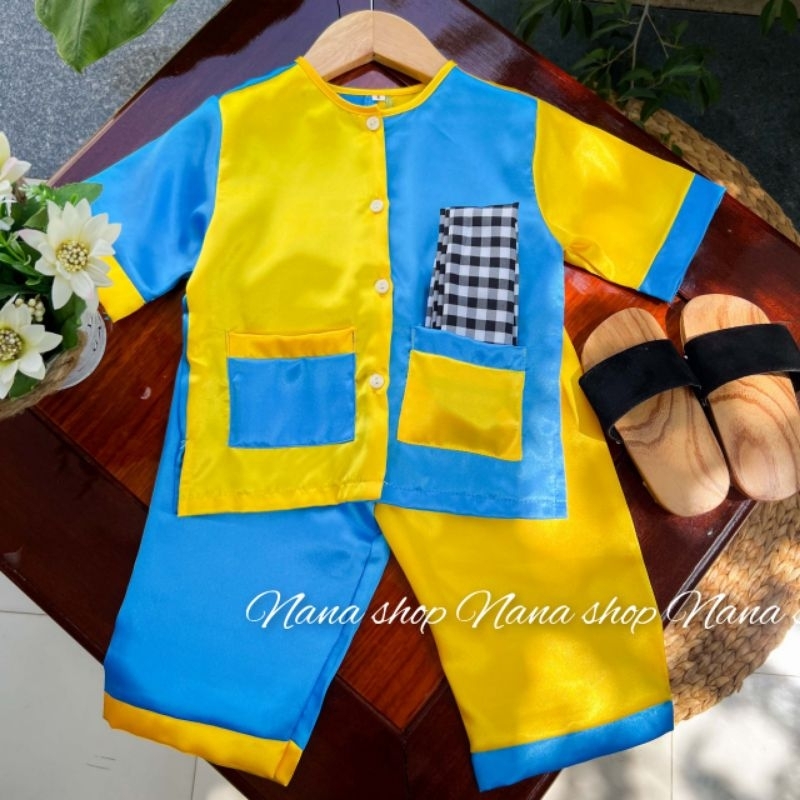 Bộ bà ba mẫu ghép bé trai bé gái size 8 - 25ky