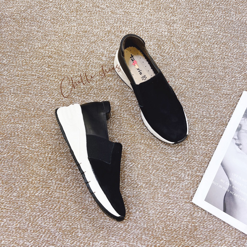 Slip on da thật phối da lộn siêu nhẹ - 1034