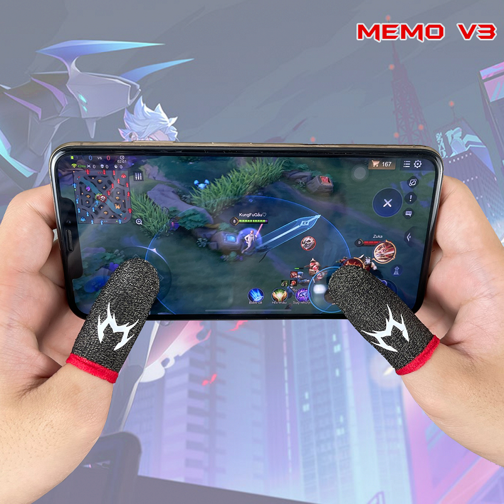 Găng tay gaming chống mồ hôi Memo V3 phiên bản cảm ứng siêu nhạy sợi carbon chơi game mobile Liên Quân FF COD PUBG