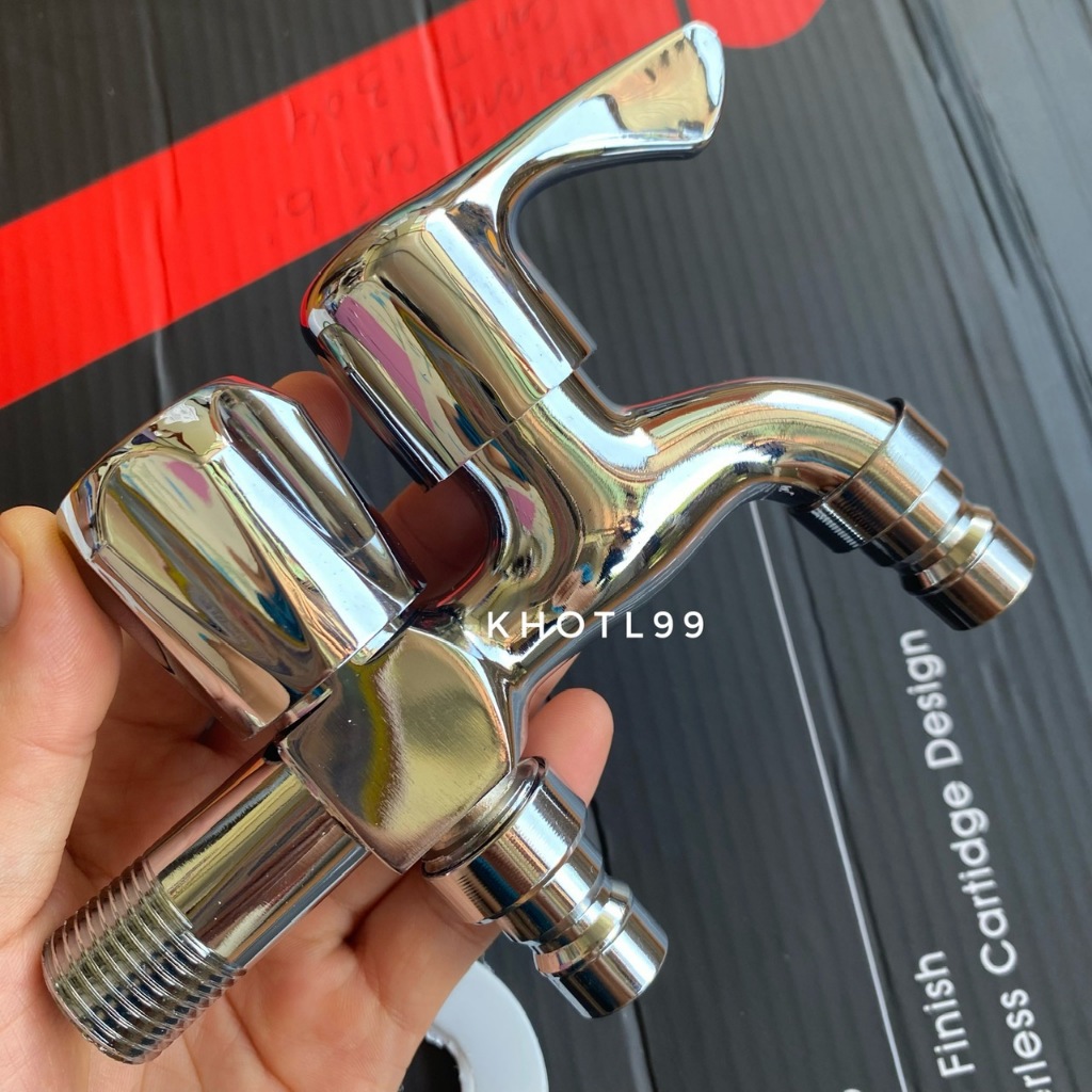 Vòi nước 2 đầu ra inox nặng 400g- Vòi nước 2 đầu cho máy giặt chia nước thành 2 cổng xả độc lập- BẢO HÀNH 1 NĂM