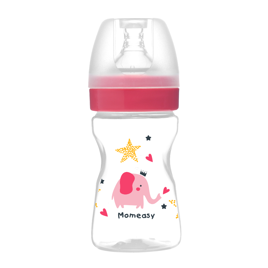 Bình Sữa Momeasy 150ML Cổ Rộng Họa Tiết Dễ Thương Cho Bé