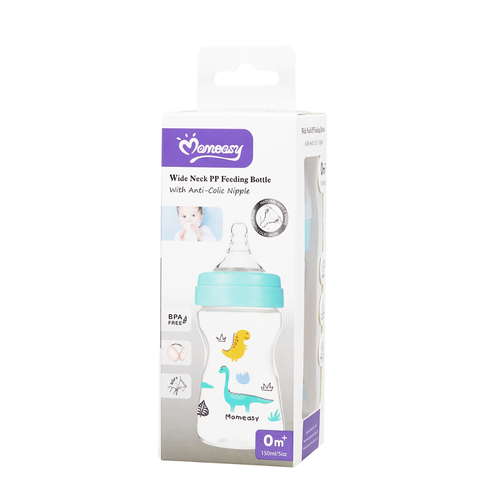 Bình Sữa Momeasy 150ML Cổ Rộng Họa Tiết Dễ Thương Cho Bé