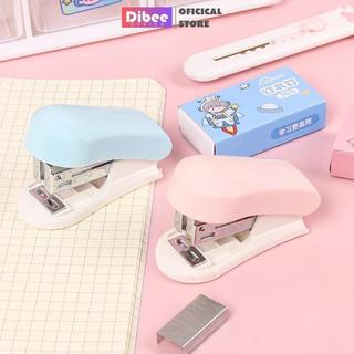 Dập ghim học sinh mini DiBee, ghim bấm giấy màu pastel, chắc chắn, tặng kèm hộp ghim dành cho học sinh KG76