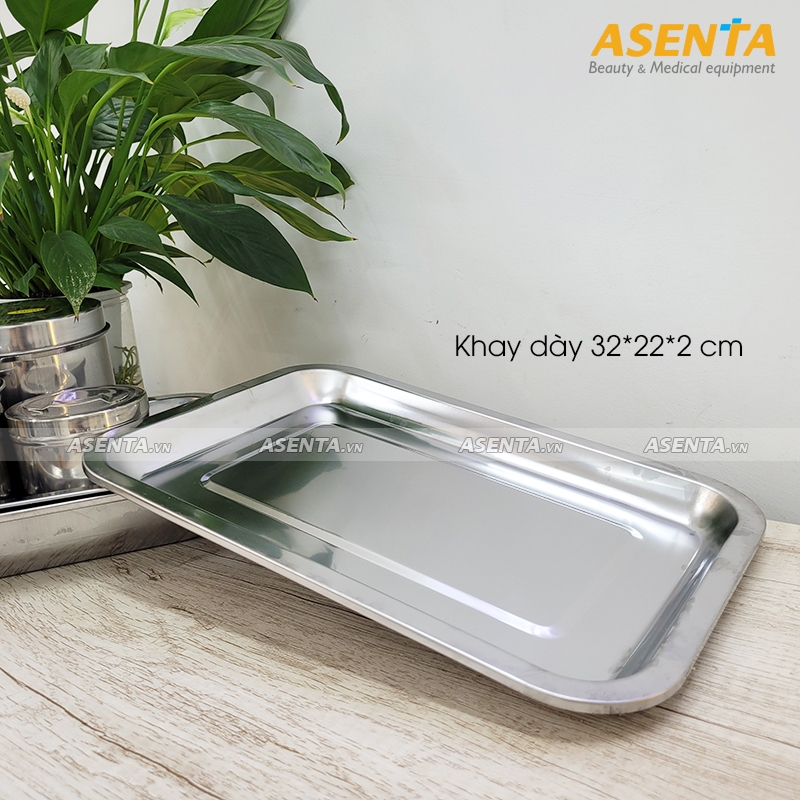 Khay inox hình chữ nhật đựng dụng cụ y tế, phun xăm