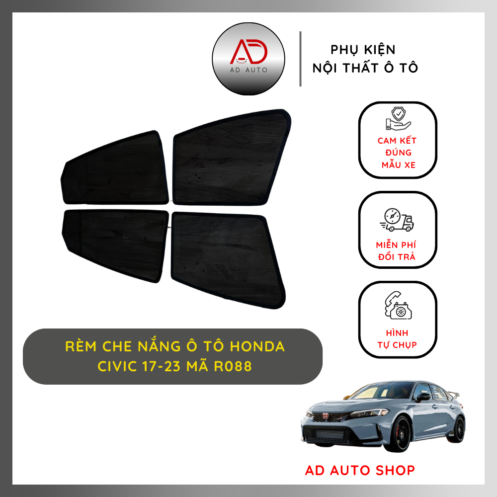 Rèm che nắng ô tô HONDA CIVIC 2017-2023 độc đáo, rèm che nắng ô tô honda city, rèm che nắng xe hơi giá tốt - AD AUTO
