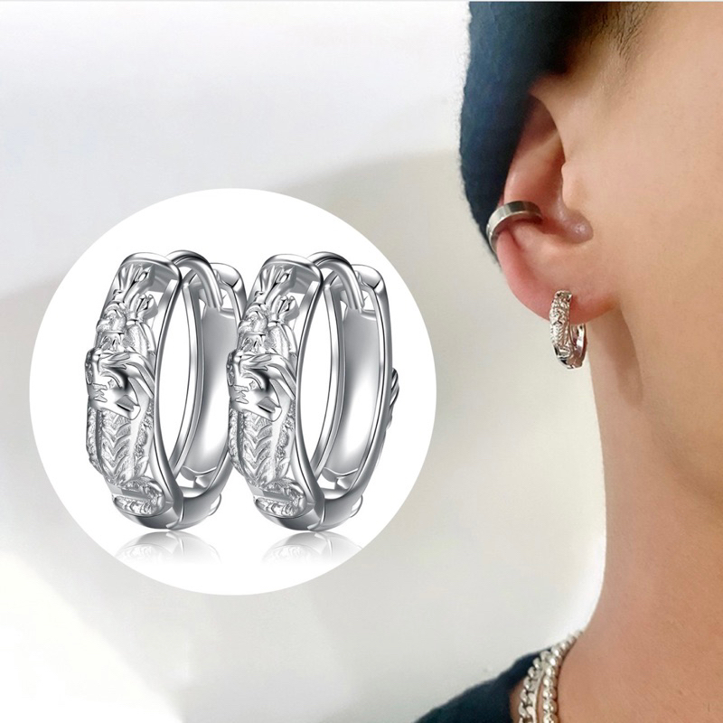 Khuyên tai bông tai vòng xoắn bạc S925 nam nữ không gỉ, không kích ứng tai an toàn phong cách thời trang Hàn Quốc