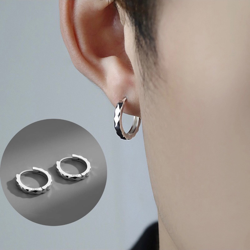 Khuyên tai bông tai vòng xoắn bạc S925 nam nữ không gỉ, không kích ứng tai an toàn phong cách thời trang Hàn Quốc