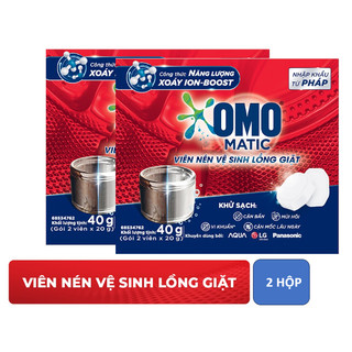 [HC Gift] Bộ 2 Hộp 2 Viên Nén Vệ Sinh Lồng Giặt OMO Matic 40gr