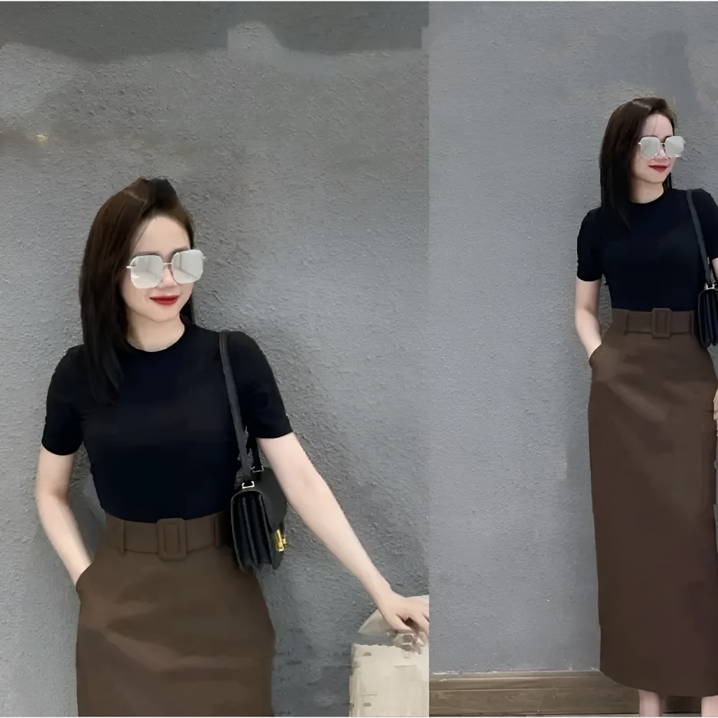 Chân Váy Công Sở Suông 90cm_ Kèm Đai_Có Lót Váy, Chất Vải Vitex,Chân Váy Che Khuyết Điểm,Chân Váy Công Sở_CV56