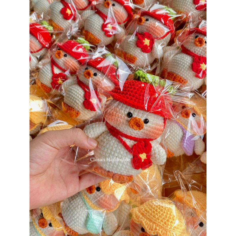 Móc khoá len Handmade Vịt Dâu
