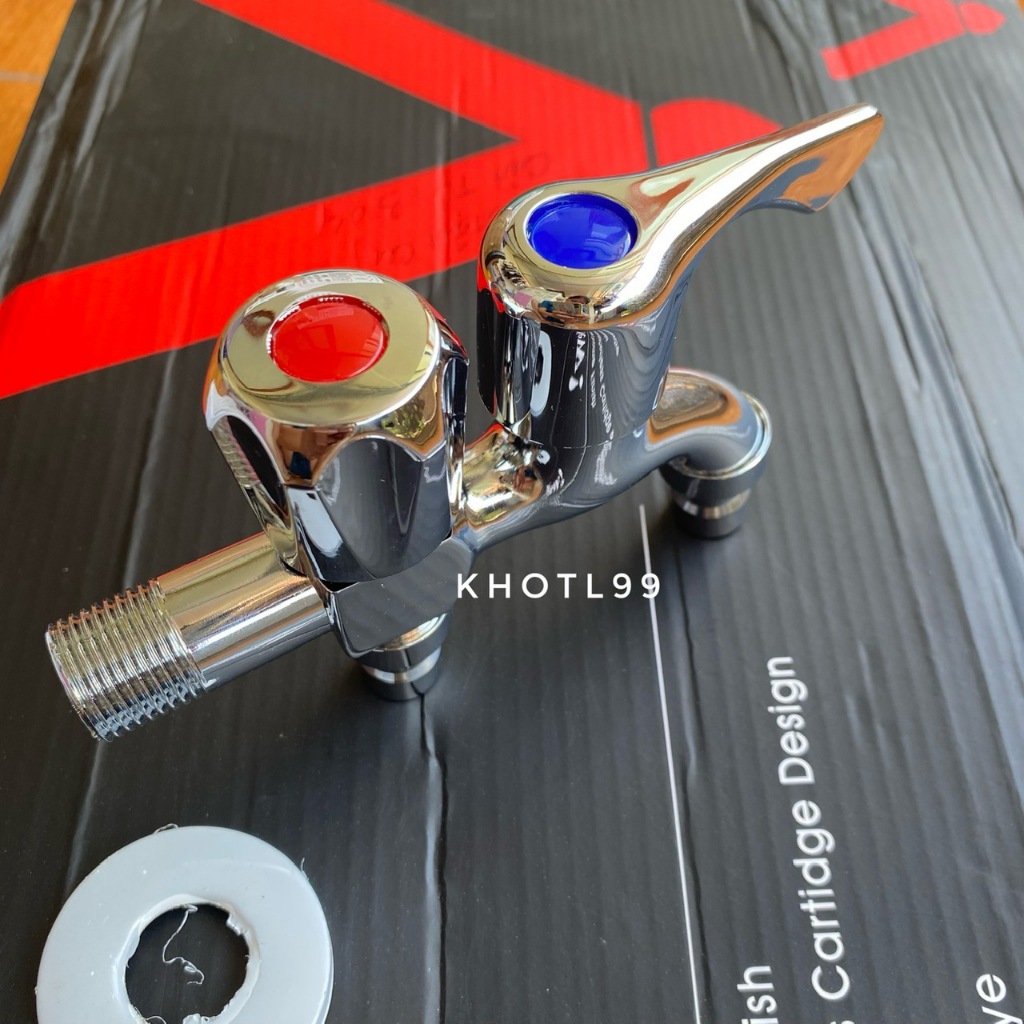 Vòi nước 2 đầu ra inox nặng 400g- Vòi nước 2 đầu cho máy giặt chia nước thành 2 cổng xả độc lập- BẢO HÀNH 1 NĂM