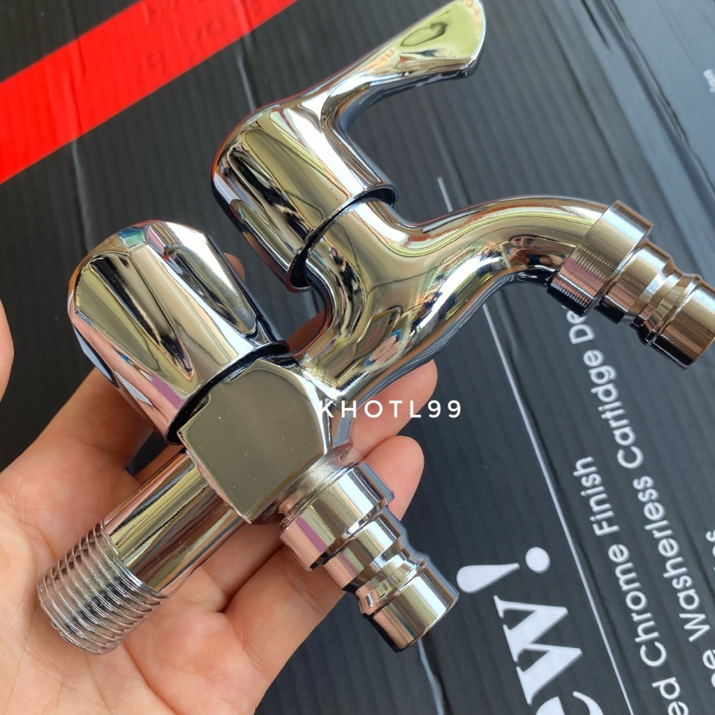 Vòi nước 2 đầu ra inox nặng 400g- Vòi nước 2 đầu cho máy giặt chia nước thành 2 cổng xả độc lập- BẢO HÀNH 1 NĂM