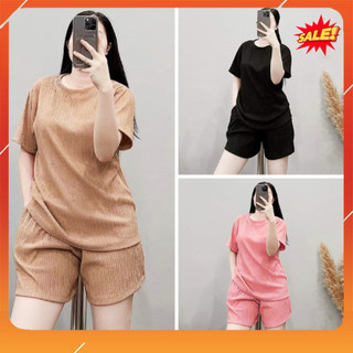Set đồ bộ đùi nữ thun xốp nhật thời trang, bộ mặc ngủ mặc nhà thoải mái