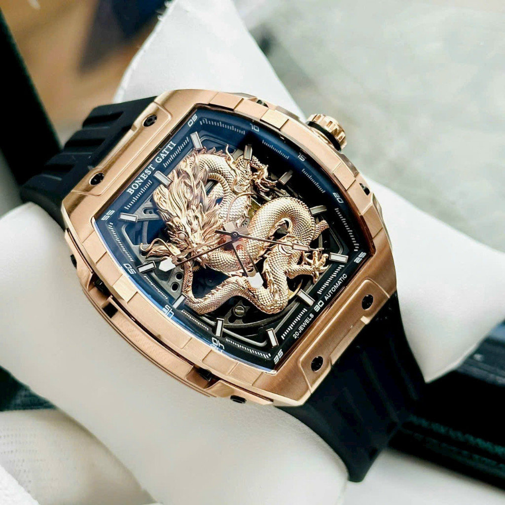 Đồng Hồ Nam Automatic Bonest Gatti BG5606 DRAGON - Dây Silicone, Size 45mm