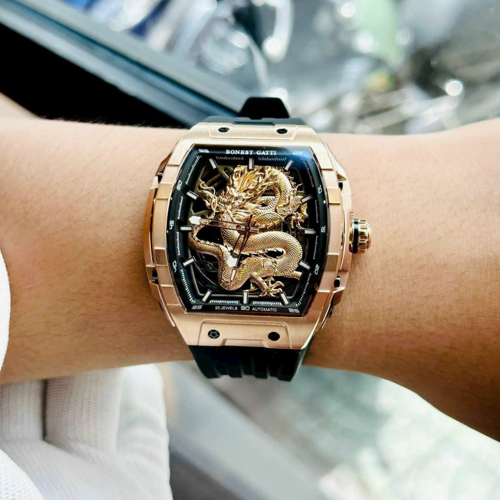 Đồng Hồ Nam Automatic Bonest Gatti BG5606 DRAGON - Dây Silicone, Size 45mm